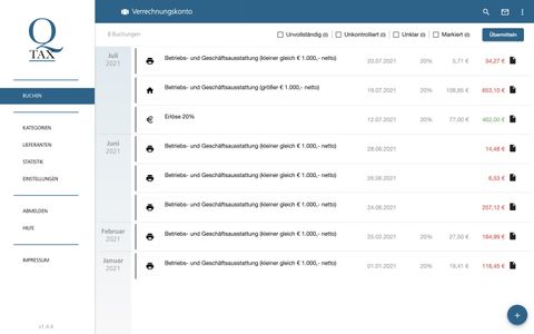 Übersicht der Rechnungen
